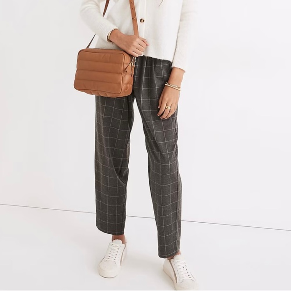 Madewell gray plaid flannel trousers